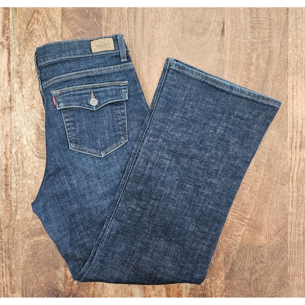 Levis Perfectly Slimming Jeans Womens 14 M Blue Boot Cut 512 Stretch